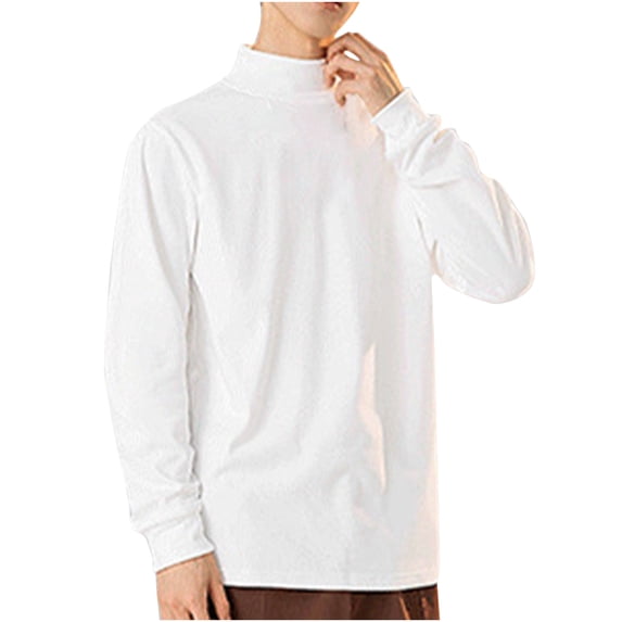 Mlzmgr Mens Shirts Long Sleeve High Neck Breathable Tops for Men Pullover Athletic Warm Bottom Solid Color