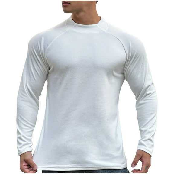 Mlzmgr Mens Shirts M-3XL Crew Neck Long Sleeve Loose Fitted Sports Gym Shirts for Men Workout Casual Tops