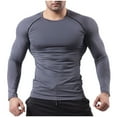 thumbnail image 1 of Mlzmgr Mens Shirts Stretchy Breathable Spandex Shirts Gym Workout Shirts for Men Quick Drying Under Shirts, 1 of 6