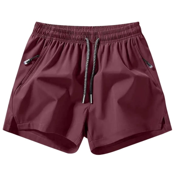 Mlzmgr Mens Shorts 5" Inseam with Zipper Pockets Drawstring Elastic Waist Solid Color Beach Sports Casual Shorts
