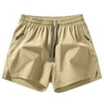 thumbnail image 1 of Mlzmgr Mens Shorts 5" Inseam with Zipper Pockets Drawstring Elastic Waist Solid Color Beach Sports Casual Shorts, 1 of 4