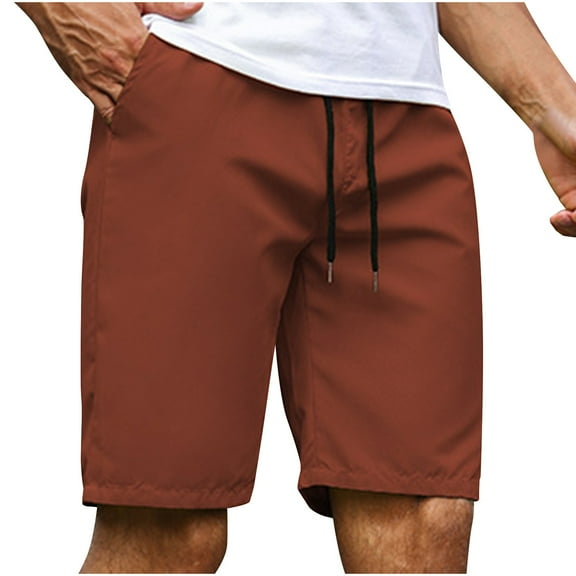 Mlzmgr Mens Shorts 9" Inseam Cotton Elastic Waisted Athletic Breathable Shorts Casual Beach Shorts for Men with Pockets