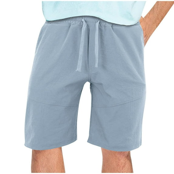 Mlzmgr Mens Shorts Drawstring Straight Leg Elastic Waist Shorts for Men 9" Inseam Solid Color Casual Shorts