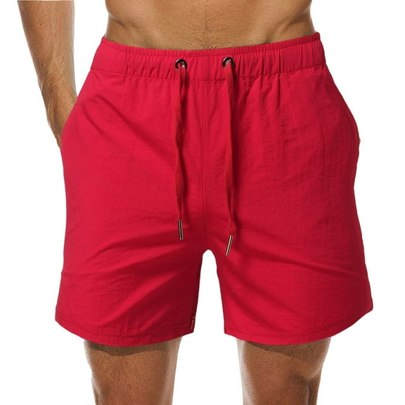 Mlzmgr Mens Shorts Elastic Waist Drawstring 7" Inseam Shorts Lightweight Solid Color Shorts for Men with Pockets