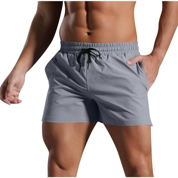 Mlzmgr Mens Shorts with Pockets 3 Inch Inseam Drawstring Elastic Waist Gym Workout Muscle Shorts for Men