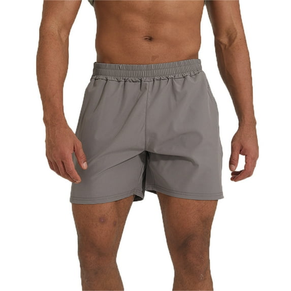 Mlzmgr Mens Shorts with Pockets Drawstring 5 Inch Inseam Elastic Waist Beach Shorts for Men Solid Color