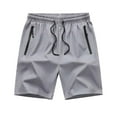 thumbnail image 1 of Mlzmgr Mens Shorts with Zipper Pockets Cotton Drawstring Elastic Waist Shorts Summer Running Outdoor Workout Shorts, 1 of 4