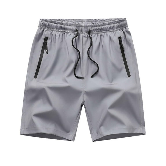 Mlzmgr Mens Shorts with Zipper Pockets Cotton Drawstring Elastic Waist Shorts Summer Running Outdoor Workout Shorts