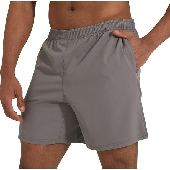Mlzmgr Mens Shorts with Zipper Pockets Drawstring 5 Inch Inseam Sports Shorts Elastic Waist Shorts for Men Solid Color