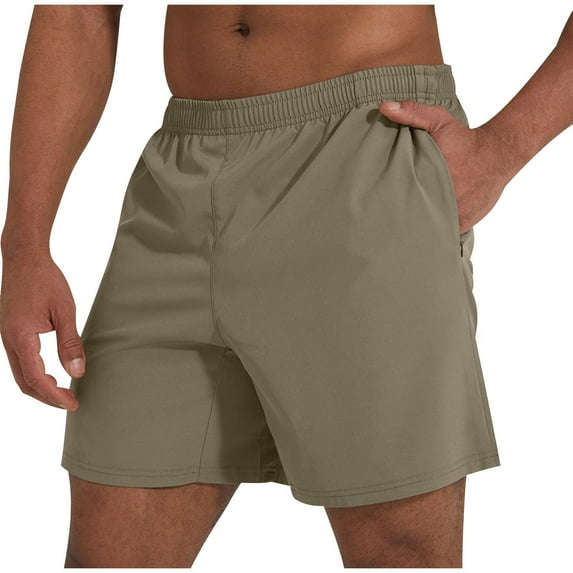 Mlzmgr Mens Shorts with Zipper Pockets Drawstring 5 Inch Inseam Sports Shorts Elastic Waist Shorts for Men Solid Color