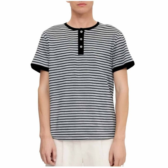 Mlzmgr Mens Stripe T Shirts Short Sleeve Loose Fitted Basic Tees