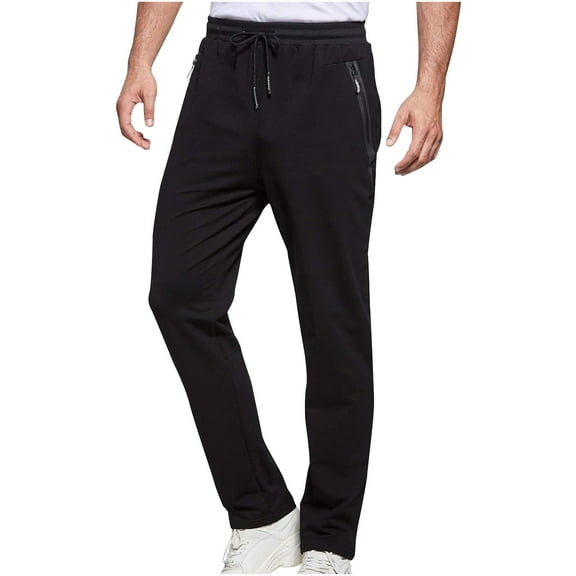 Mlzmgr Mens Sweatpants with Zipper Pockets Straight Leg Waterproof Trousers Gym Workout Athletic Pants
