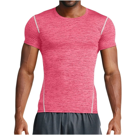 Mlzmgr Mens T-Shirts Compression Crew Neck Short Sleeve Shirts Quick Dry Comfy Sports Running Gym Tee Shirts