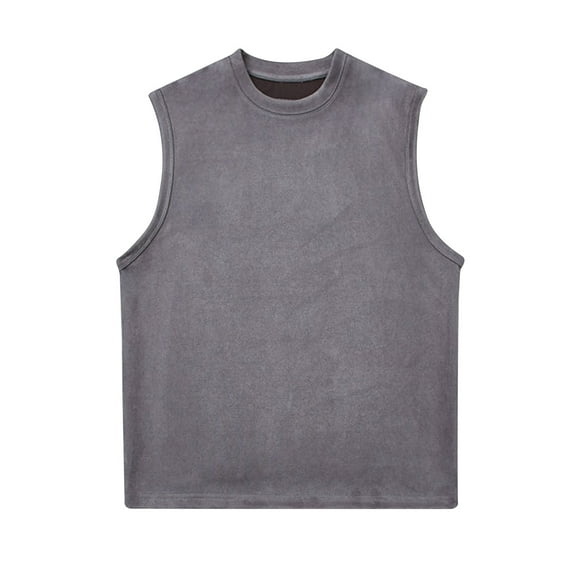 Mlzmgr Mens Tank Tops Plus Size Crew Neck Solid Color Tops Comfy Sleeveless Tee Shirts Summer Fashion