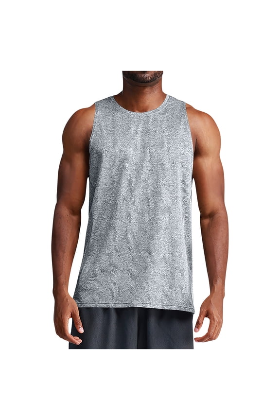 Mens Tank Tops Sleeveless Crew Neck Comfy Tanks Workout Leisure Undershirts Summer Trendy Solid Color