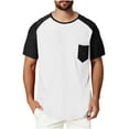thumbnail image 1 of Mlzmgr Mens Tee Shirts Crew Neck Short Sleeve Casual Shirts with Pocket Color Blocked Summer Trendy Mens Top, 1 of 8