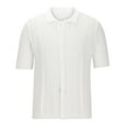 thumbnail image 1 of Mlzmgr Mens Tops Button up Knit Shirts Short Sleeve Summer Beach Travel Solid Color Comfy Tops Casual, 1 of 4