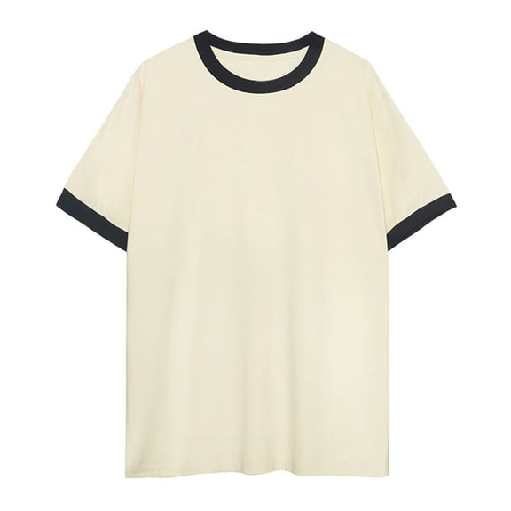 Mlzmgr Mens Tops Crewneck Short Sleeve Drop Shoulder Loose Comfy Block Color Casual Tops Summer Fashion