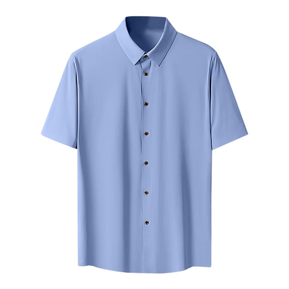 Mlzmgr Mens Tops Plus Size Button up Shirts Short Sleeve Formal Lightweight Comfy Casual Tops Tee