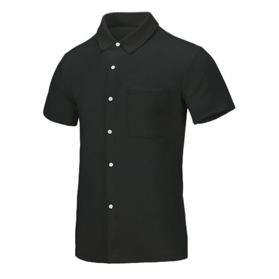 Mlzmgr Mens Tops Short Sleeve Button up Shirts Comfy Solid Color Casual Summer Tee Tops with Pocket
