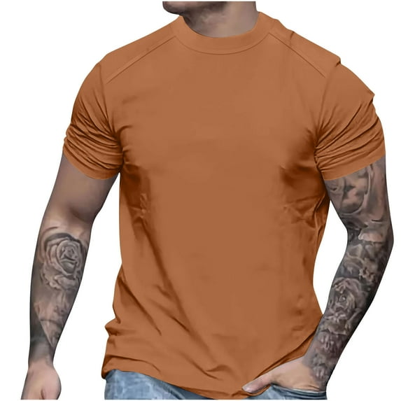 Mlzmgr Mens Tops Summer Casual Loose Short Sleeve Comfy Solid Color Tops Crewneck Basic Tee Shirts