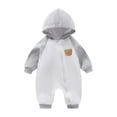 thumbnail image 1 of Mlzmgr Newborn Boy Clothes Long Sleeve Embroidered Hooded Outwear Romper Color Block Zipper Jumpsuit Fall Outfits(12-18 Months,Gray), 1 of 3