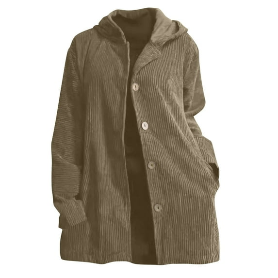 Mlzmgr Outerwear Jackets for Women Corduroy Collared Long Sleeve Button down Coats with Pockets