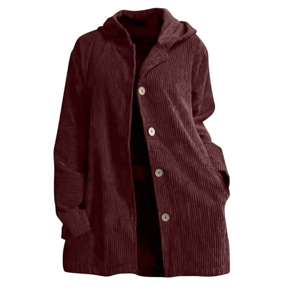 Mlzmgr Outerwear Jackets for Women Corduroy Collared Long Sleeve Button down Coats with Pockets