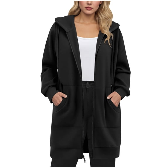 Mlzmgr Oversized Womens Sweatshirts Full Zipper up Hooded Long Sleeve Baggy Outerwears with Pockets Outdoor Casual Coats