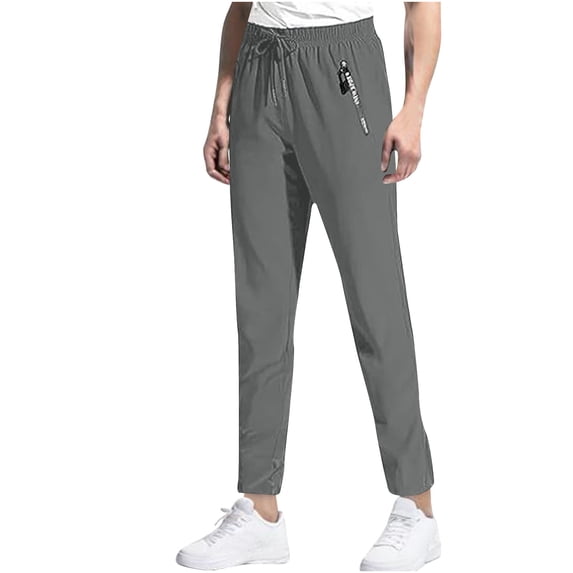 Mlzmgr Pants for Men Casual Elastic Waist Drawstring Loose Straight Leg Lightweight Athletic Pants with Zipper Pockets(X-Large,Gray1)
