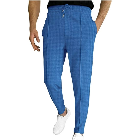 Mlzmgr Pants for Men Drawstring Elastic Waist Dress Pants Fitness Business Casual Work Trousers