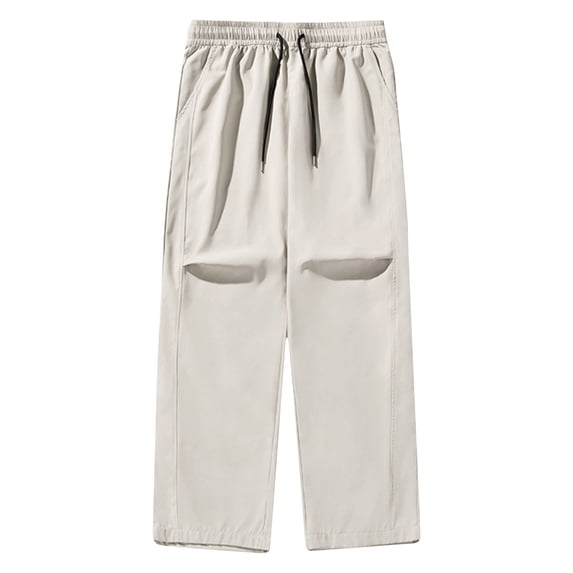 Mlzmgr Pants for Men Elastic Waist Drawstring Baggy Trousers with Pockets Outdoor Active Hiking Pants