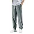 thumbnail image 1 of Mlzmgr Pants for Men Loose Fitted Elastic Waisted Straight Leg Drawstring Trousers with Pockets Workout Casual Pants, 1 of 4