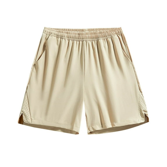 Mlzmgr Plus Men's Shorts with Pockets S-4XL Elastic Waist Ice Silk Short Pants Summer Casual Daily Shorts