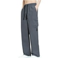thumbnail image 1 of Mlzmgr Plus Size Athletic Pants for Men M-4XL Drawstring Stretchy Spandex Loose Fitted Pants with Pockets Outdoor Pants, 1 of 7