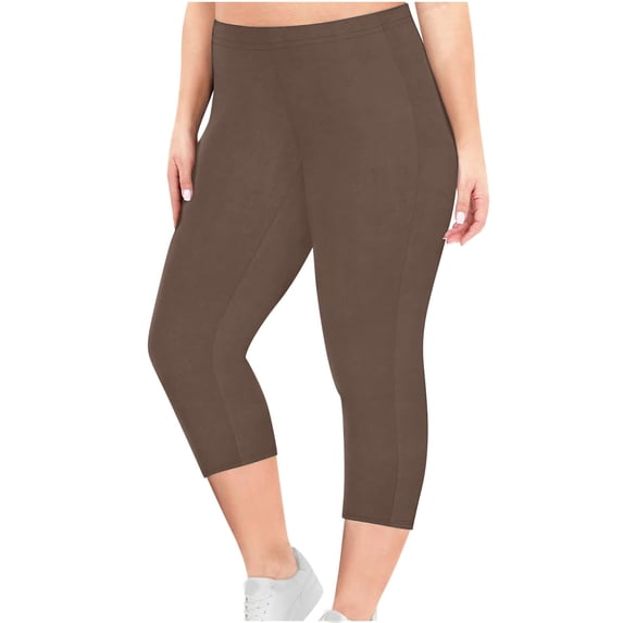 Mlzmgr Plus Size Capri Leggings for Women Yoga Capri Pants Elastic High Waist Capris Stretchy Comfy Sweatpants