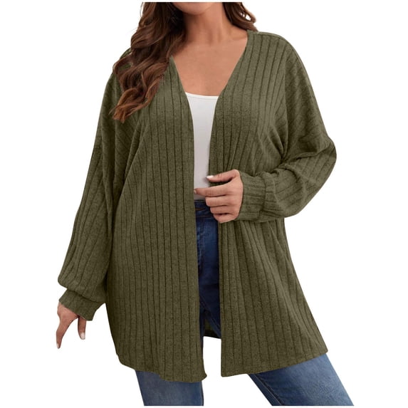 Mlzmgr Plus Size Cardigans for Women Open Front Long Sleeve Sweater Cardiganss Casual Going Out Tops XL-5XL