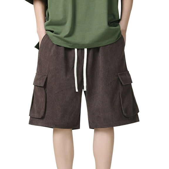 Mlzmgr Plus Size Cargo Shorts for Men M-4XL Corduroy Wide Leg Short with Multi Pockets Summer Hiking Camping