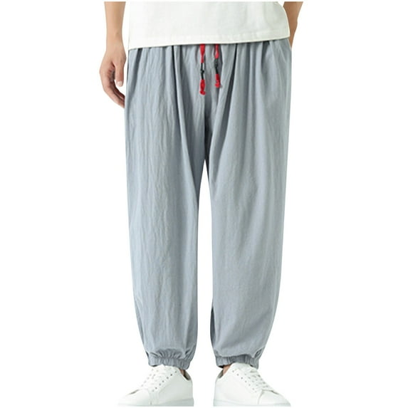Mlzmgr Plus Size Cotton Joggers for Men M-5XL Drawstring Loose Fiited Sweatpants Athletic Workout Pants