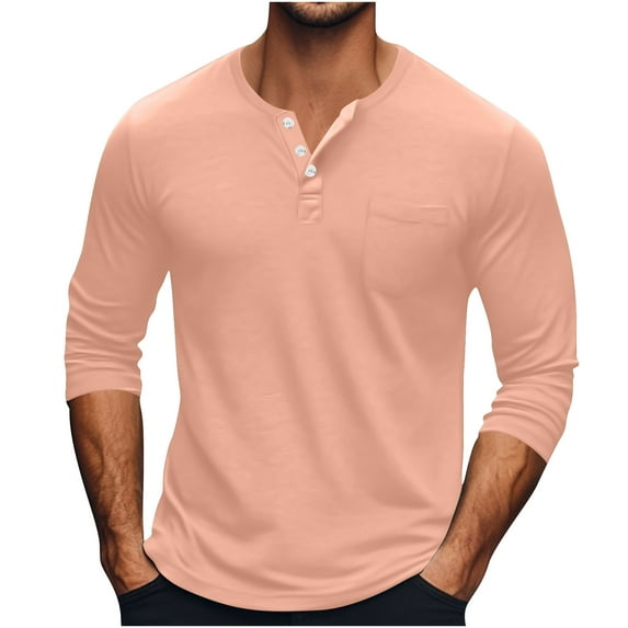 Mlzmgr Plus Size Cotton Shirts for Men Breathable Soft Long Sleeve Shirts 1/4 Button up Pullover Mens Shirts S-5XL