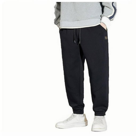 Mlzmgr Plus Size Cotton Sweatpants for Men with Pockets M-4XL Elastic Waist Joggers Running Workout Gym Pants