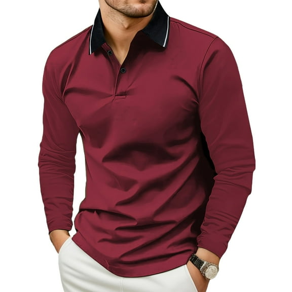 Mlzmgr Plus Size Golf Shirts for Men S-5XL Long Sleeve Lapel Tops Soft Comfy Business Casual Shirts for Men