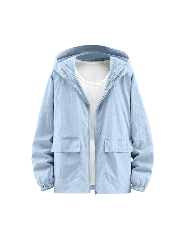 Plus Size Hoodies for Men M-5XL Long Sleeve Sunproof Jackets with Pockets Lightweight Going out Daily Wear Mens Coats