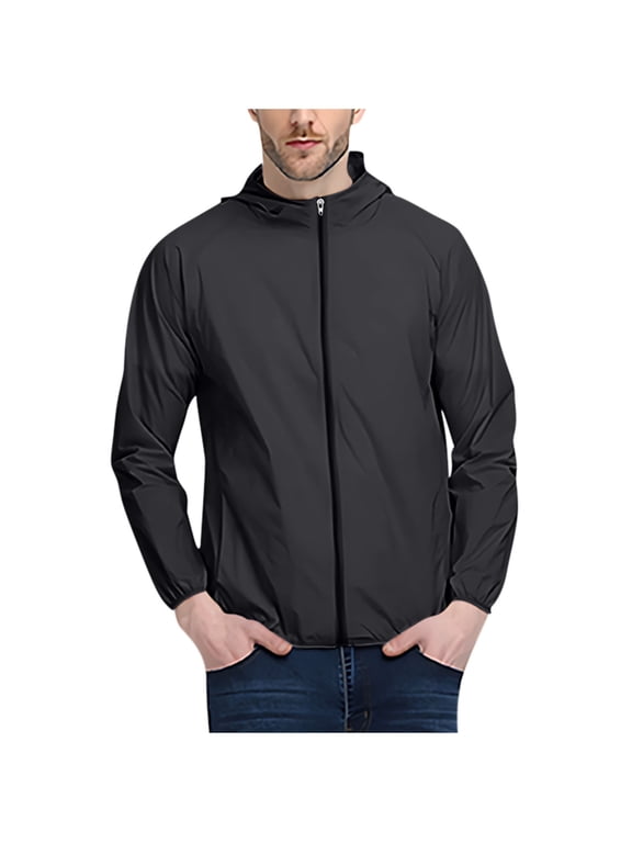 Plus Size Hoodies for Men S-5XL Lightweight Sunproof Full Zip up Jackets with Pockets Quick Drying