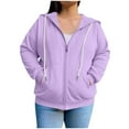 thumbnail image 1 of Mlzmgr Plus Size Hoodies for Women Drawstring Full Zipper Outerwear Jackets Womens Athletic Casual Tops with Pockets L-5XL, 1 of 6
