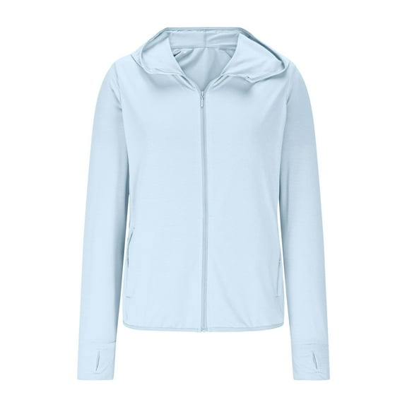 Mlzmgr Plus Size Jackets for Women Hooded Full Zip Sun Protection Tops with Pockets Athletic Workout Outwear S-5XL