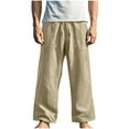 thumbnail image 1 of Mlzmgr Plus Size Linen Pants for Men S-5XL Loose Comfy Elastic Waist Lounge Pants Summer Trendy, 1 of 6
