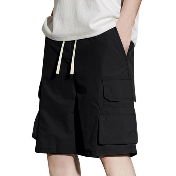 Mlzmgr Plus Size Mens Cargo Shorts Elastic Waist Short Pants with Multi Pockets Drawstring Outdoor Camping Hiking Shorts