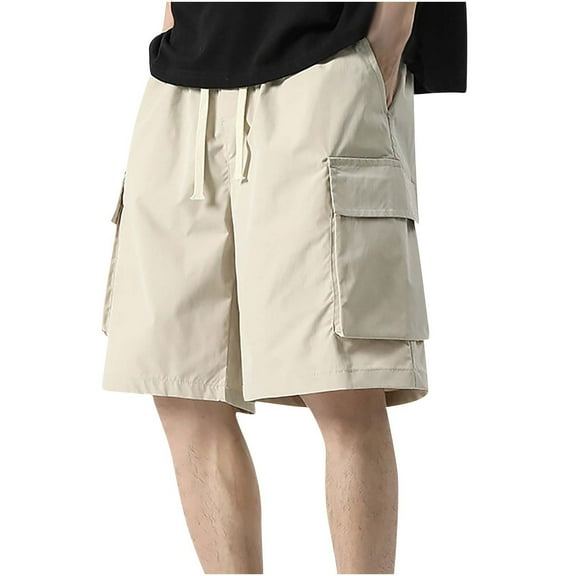 Mlzmgr Plus Size Mens Cargo Shorts M-5XL Drawstring Wide Leg Short Pants with Multi Pockets Hiking Outdoor Shorts