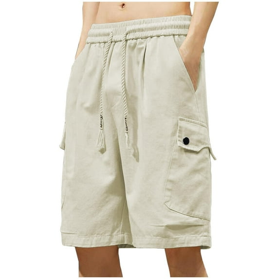 Mlzmgr Plus Size Mens Cargo Shorts M-5XL with Multi Pockets Drawesrting Elastic Waist Shorts Knee Length Hiking Shorts